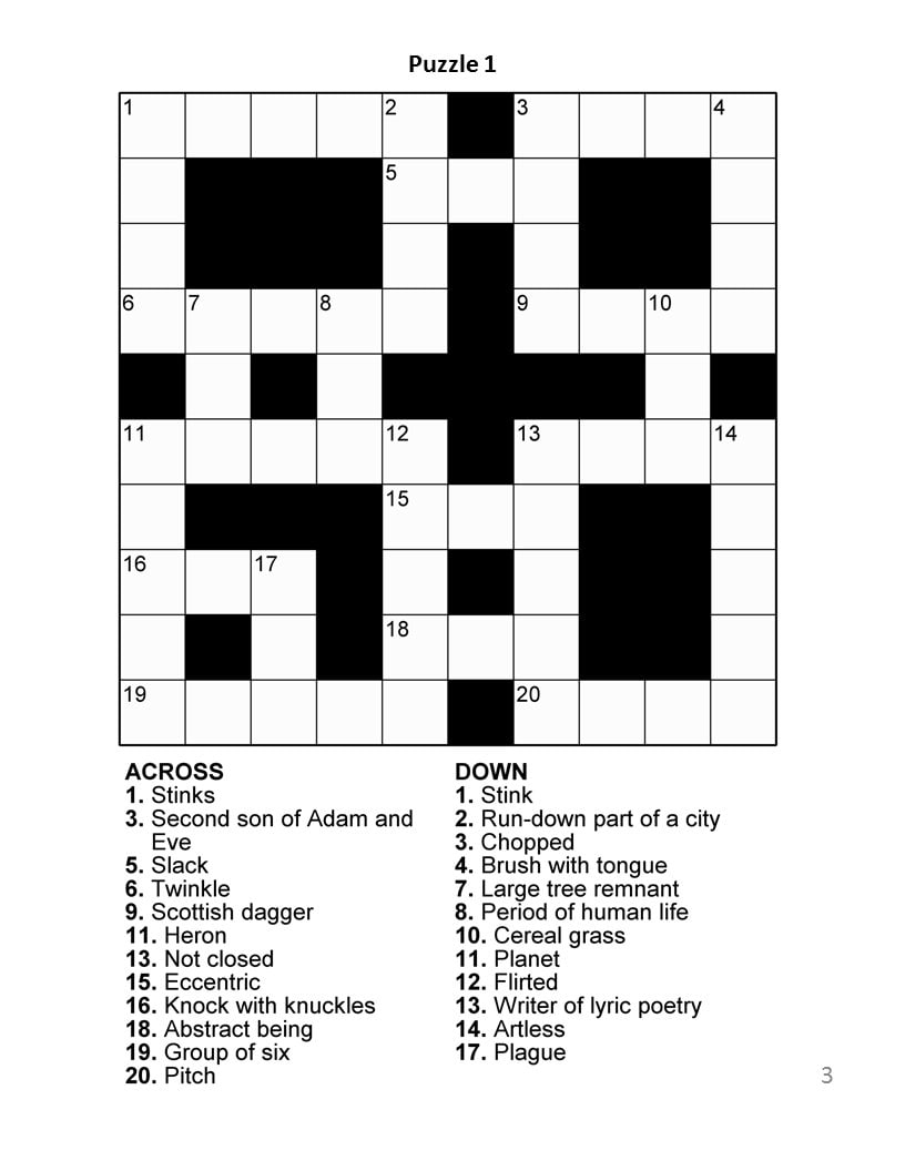 Digital Download 100 Printable Crossword Puzzles For Adults Fun 