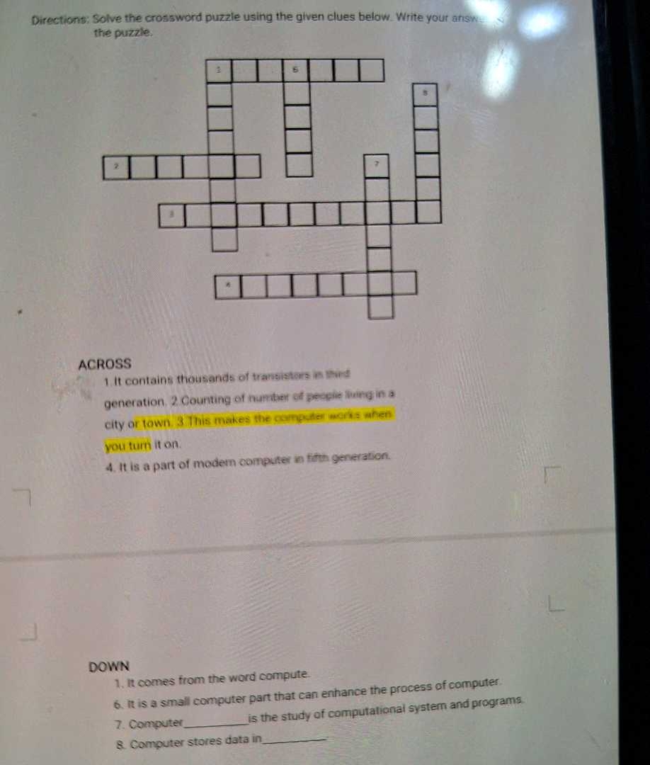 Directions Solve The Crossword Puzzle Using StudyX