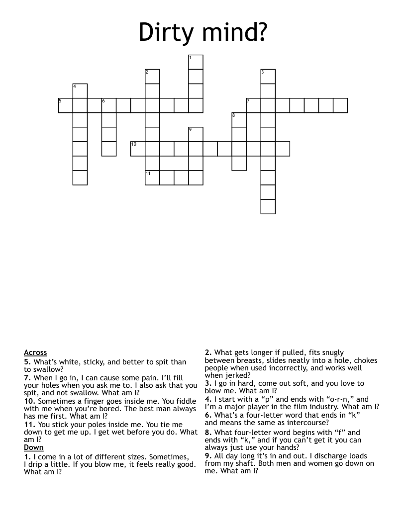 Dirty Mind Crossword WordMint