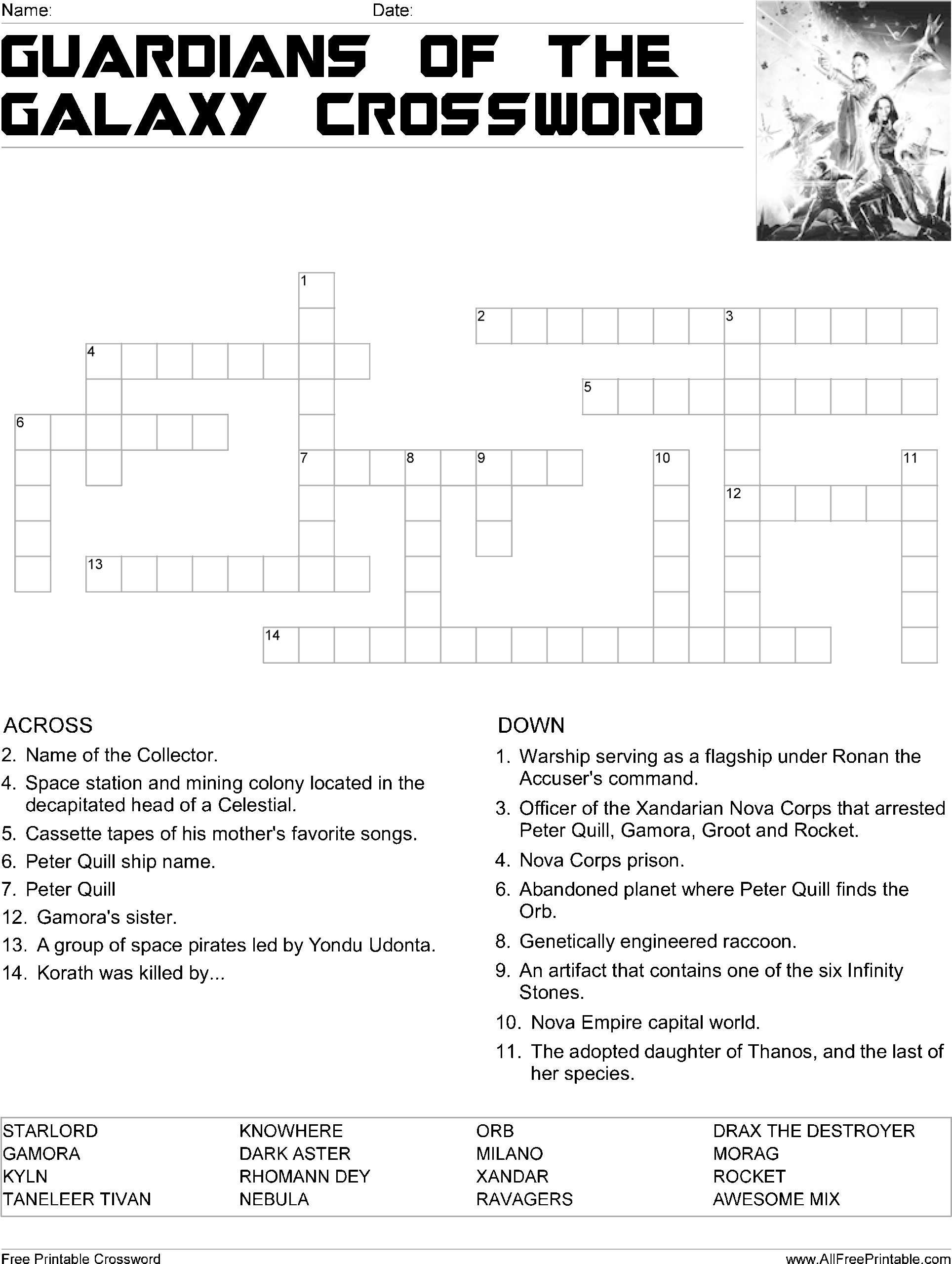 Download HD Guardians Of The Galaxy Crossword Game Main Image Marvel Crossword Puzzles Printable Transparent PNG Image NicePNG