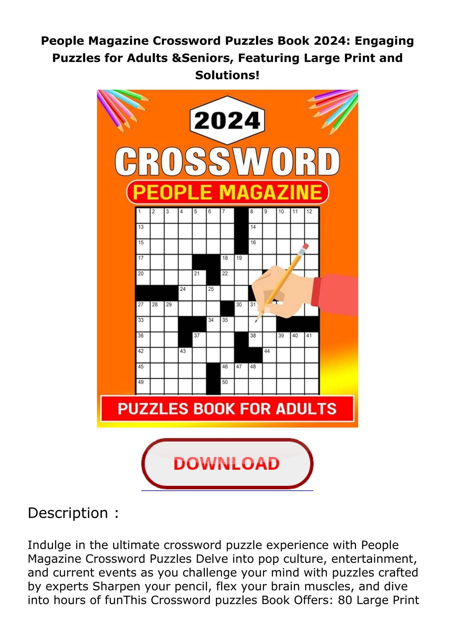 Download PDF People Magazine Crossword Puzzles Book 2024 Engaging Puzzles For Adults U0026amp Seniors F By Zaneseyipeters Issuu
