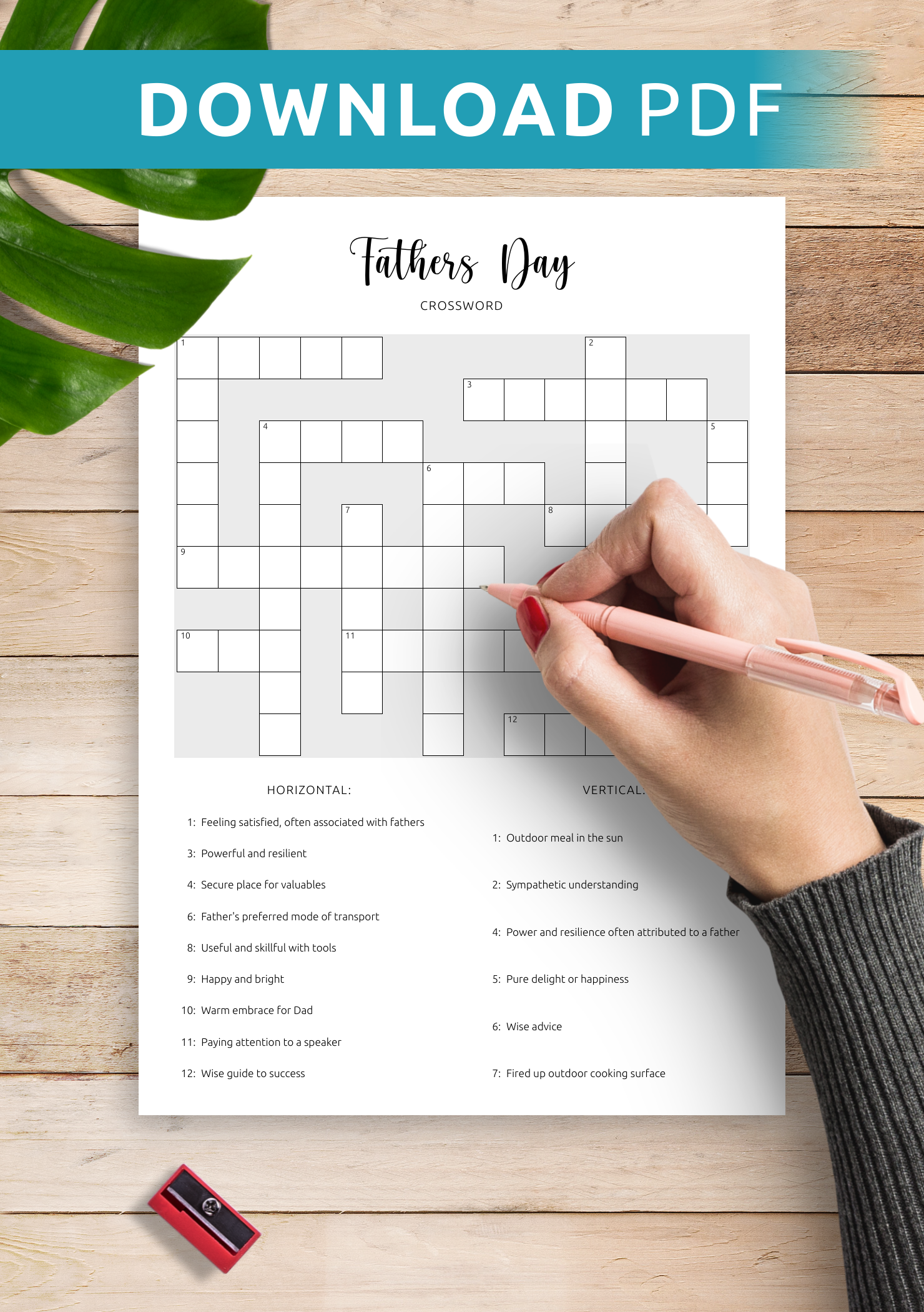 Download Printable Fathers Day Crossword PDF Puzzle Celebrate Dads