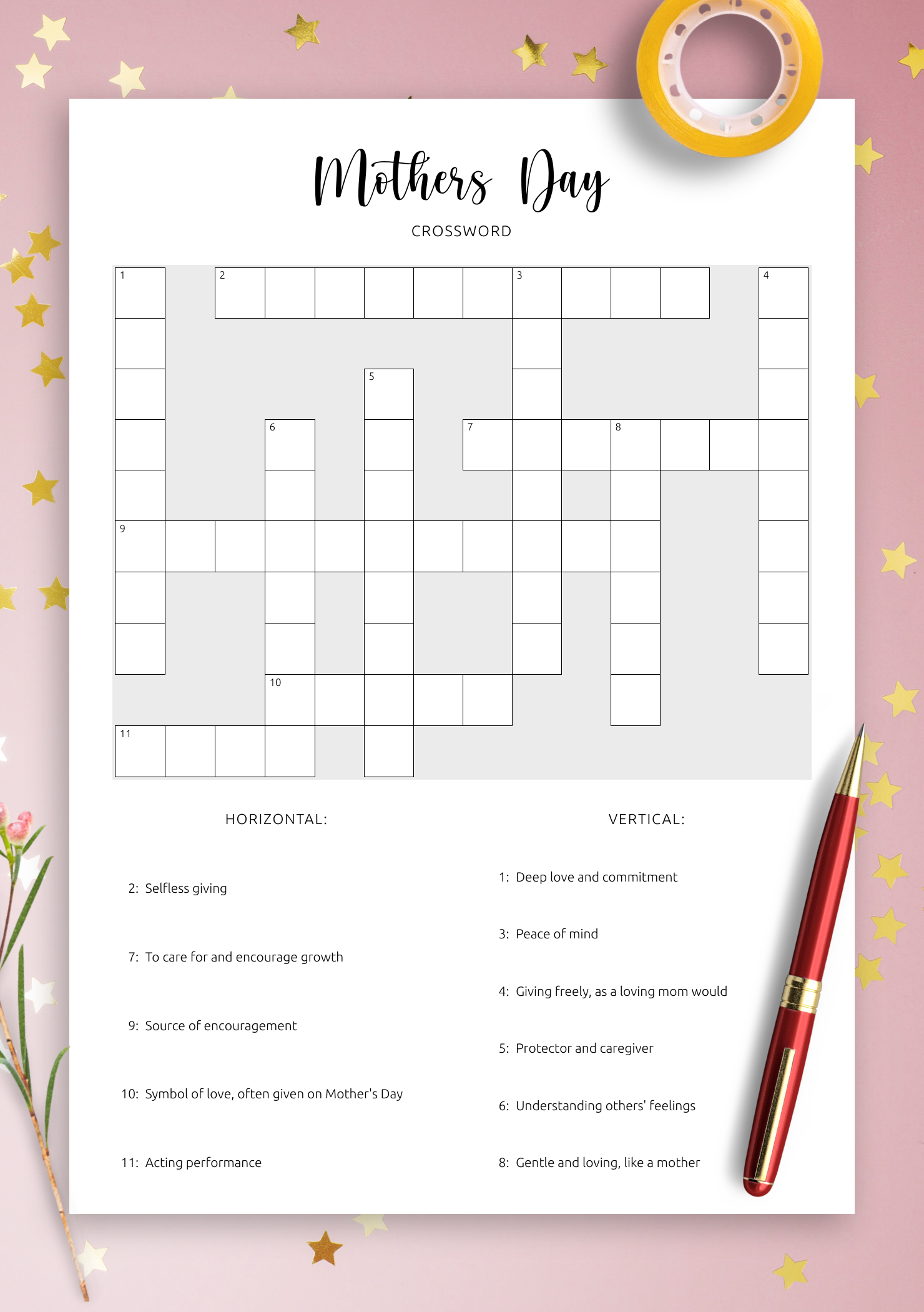 Download Printable Mothers Day Crossword PDF Celebrate Moms
