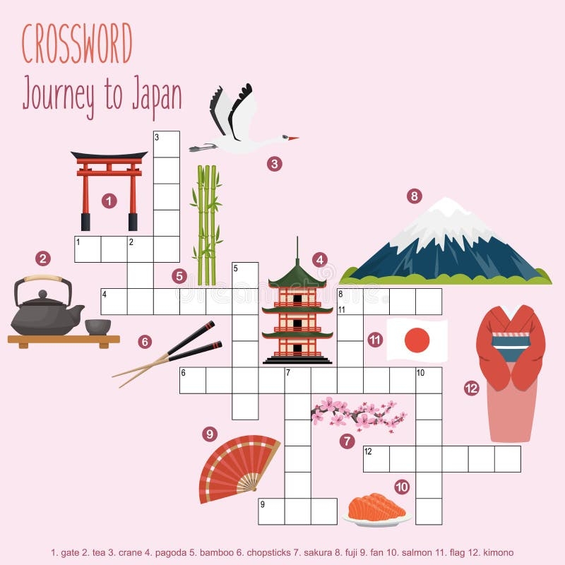 Easy Crossword Puzzle Journey To Japan Stock Vector Illustration Of Chopsticks Journey 166994975