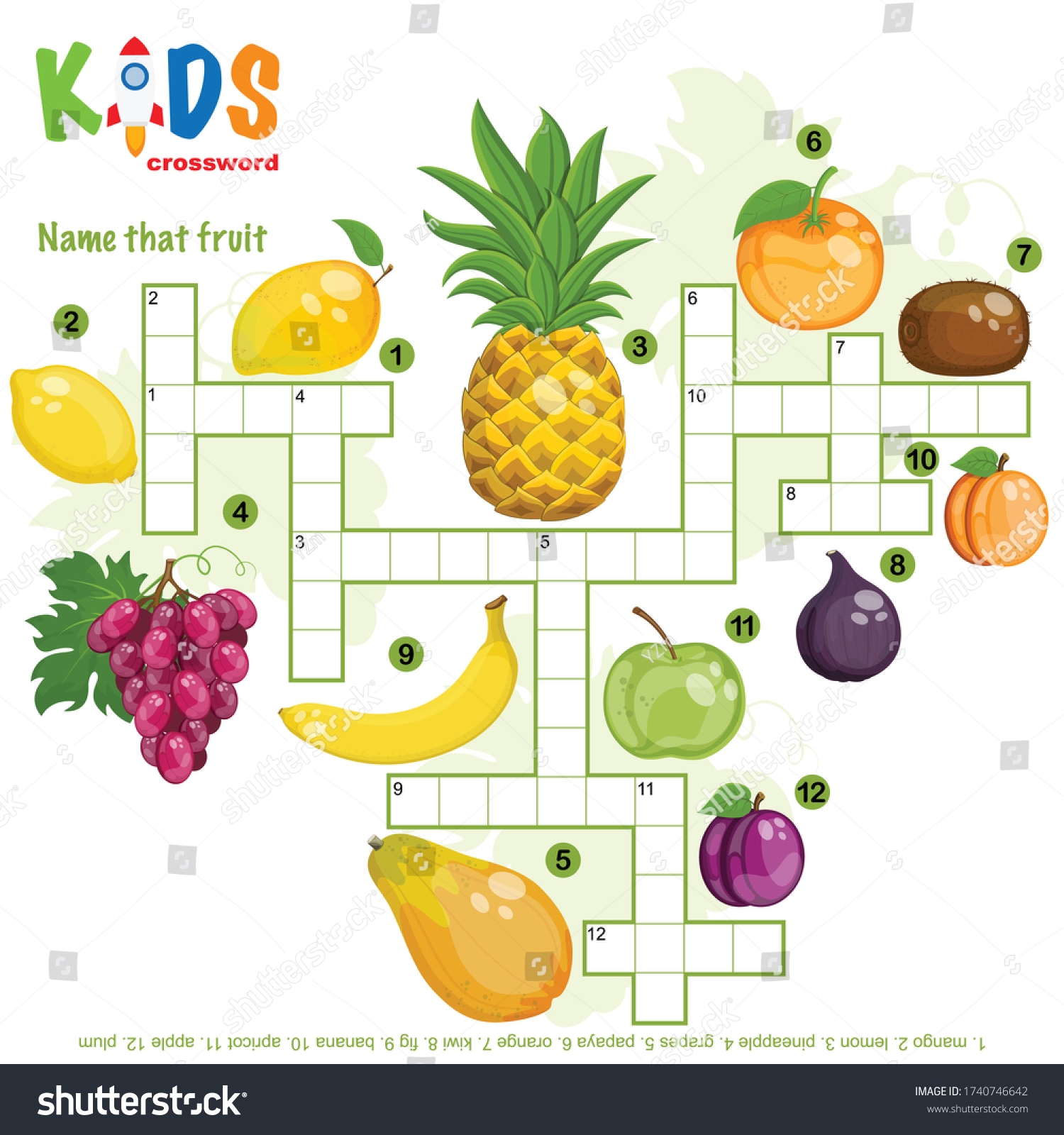 Easy Crossword Puzzle Name That Fruit Stock Vector Royalty Free 