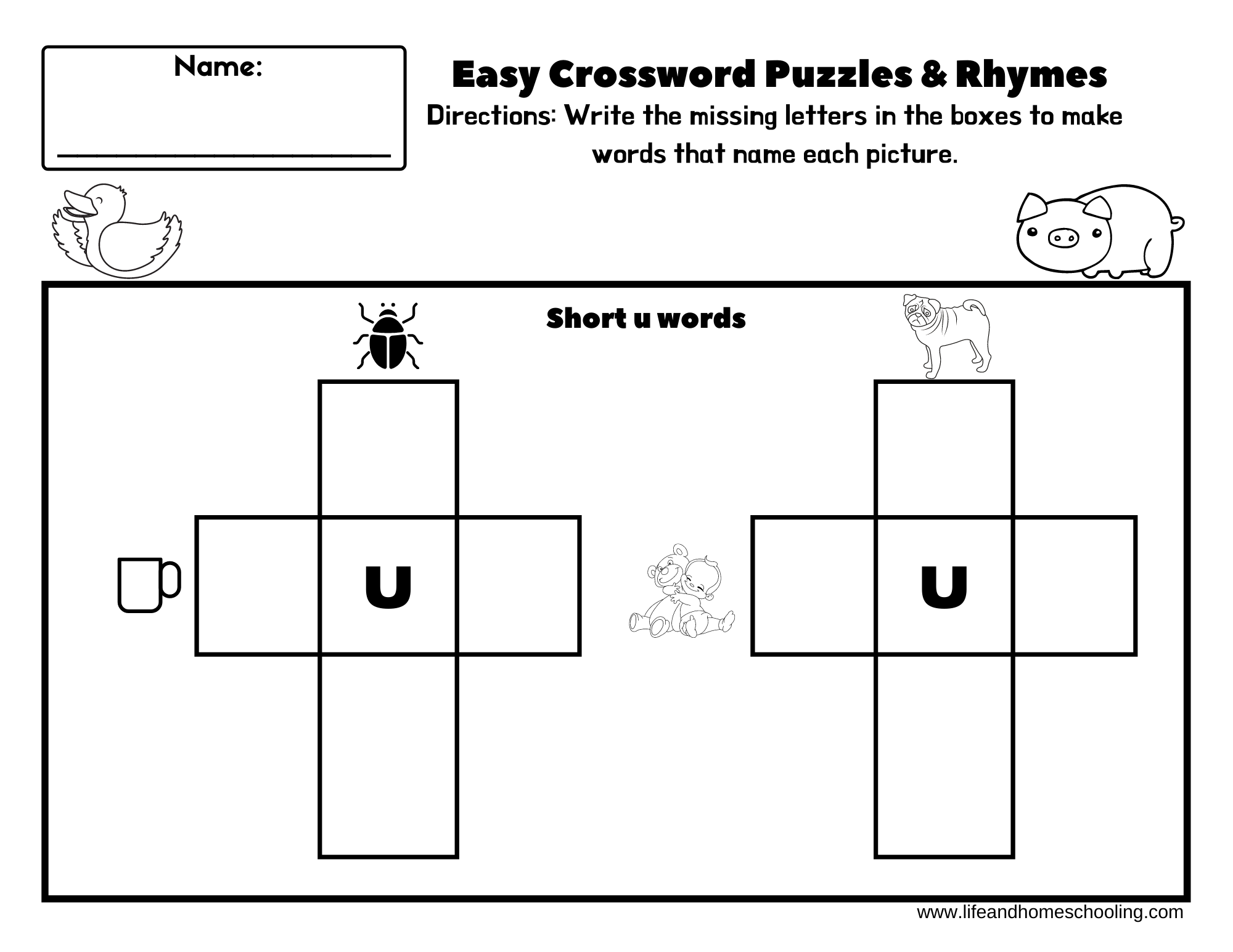 Easy Crossword Puzzles cvc U0026 Rhymes Made By Teachers