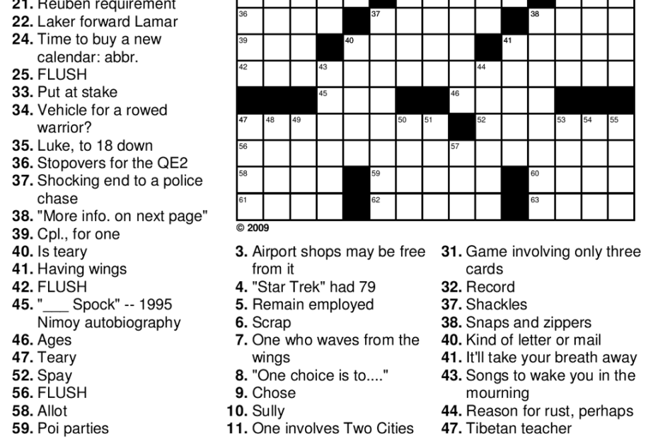 Easy Crossword Puzzles For Seniors Activity Shelter Worksheets Library