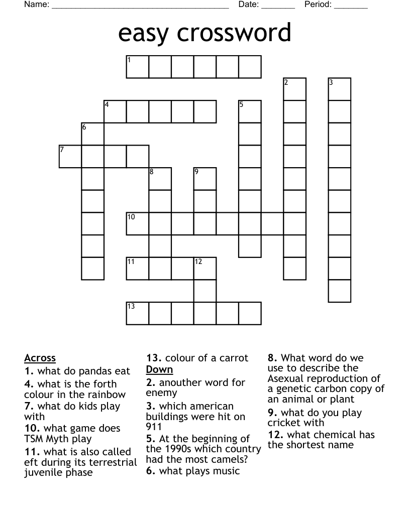 Easy Crossword WordMint