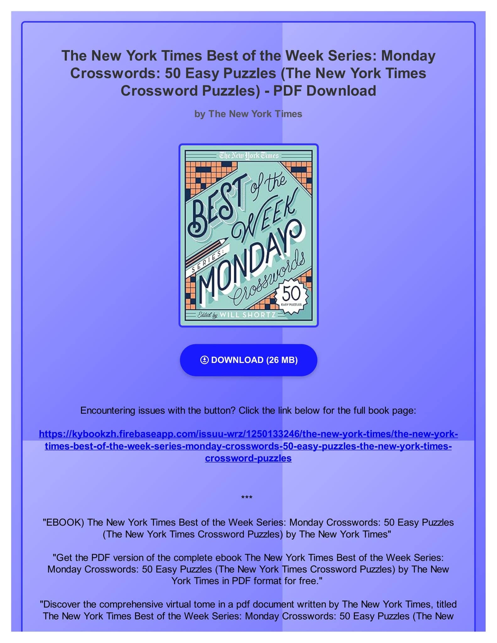 EBOOK The New York Times Best Of The Week Series Monday Crosswords 50 Easy Puzzles The New York By ArvillaVolkmannp Issuu