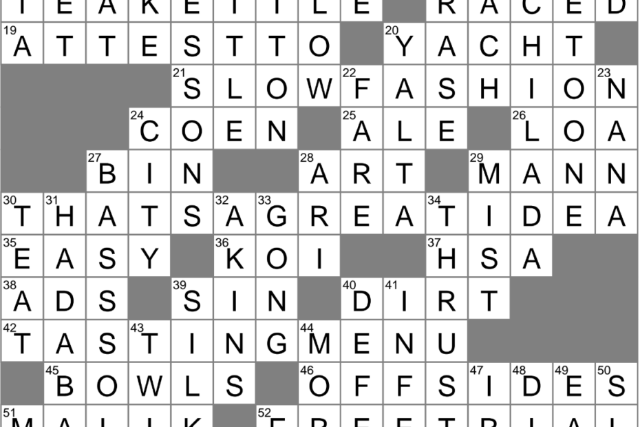 Enduring Style Crossword Clue Archives LAXCrossword