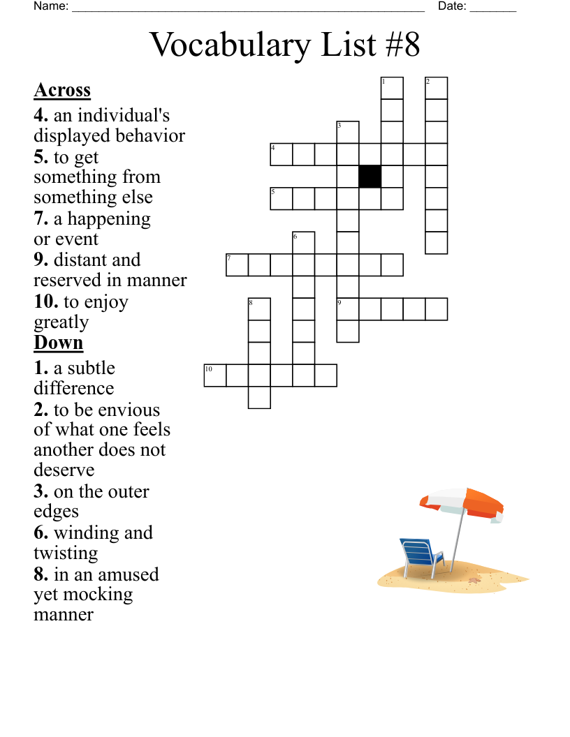English 10 Crossword WordMint