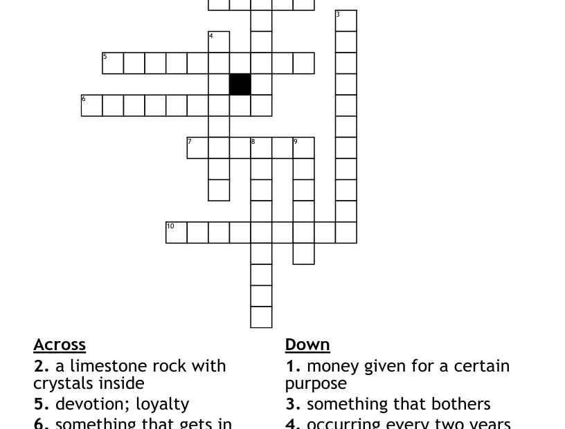 English Crossword Puzzle WordMint