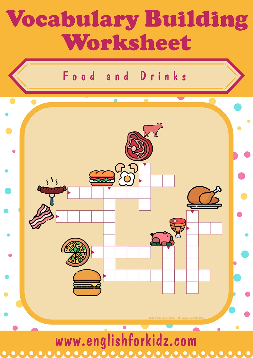 English For Kids Step By Step Food And Drinks Crossword Puzzles
