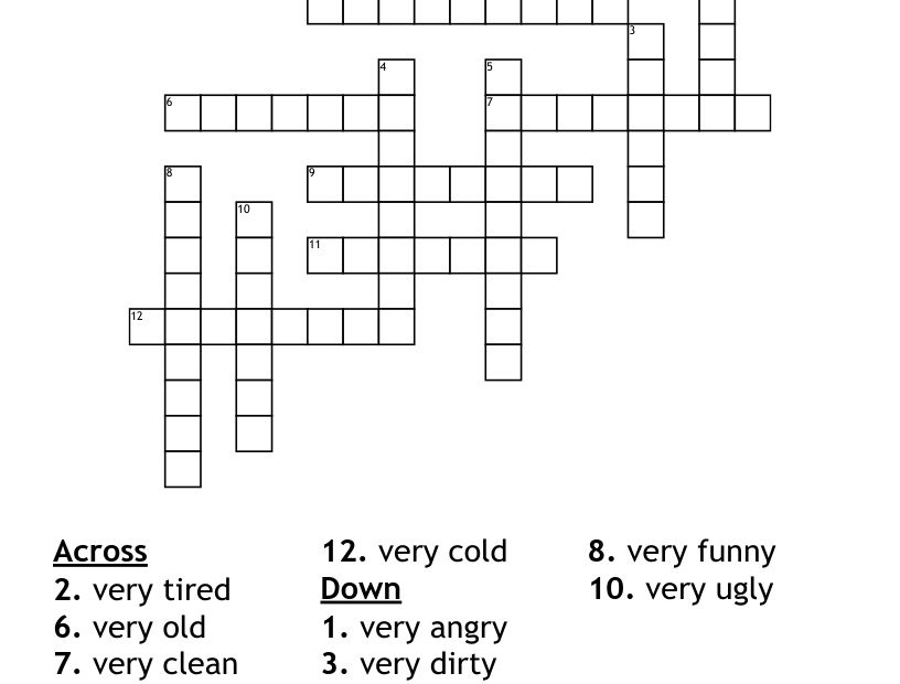 Extreme Adjectives Crossword WordMint