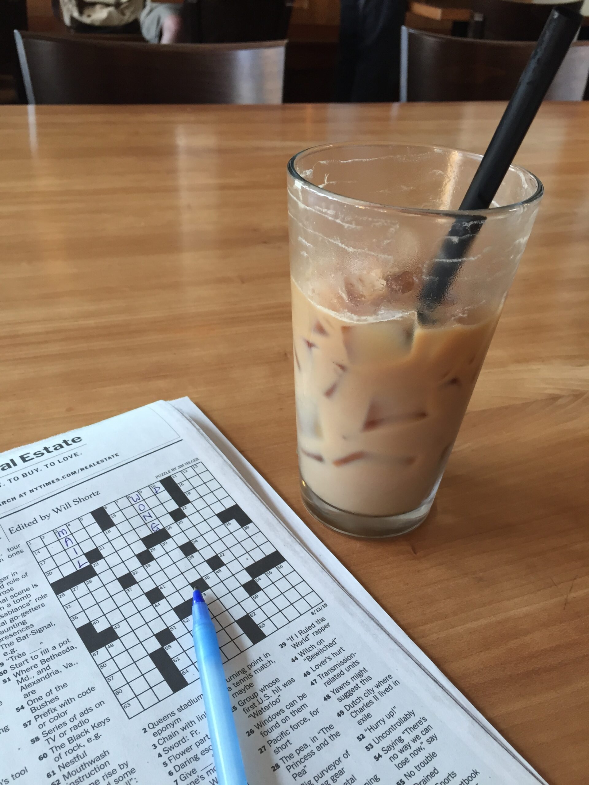 File Iced Latte And A Crossword Victrola Roastery And Cafe Capitol Hill Seattle Washington USA 20150813 jpg Wikimedia Commons
