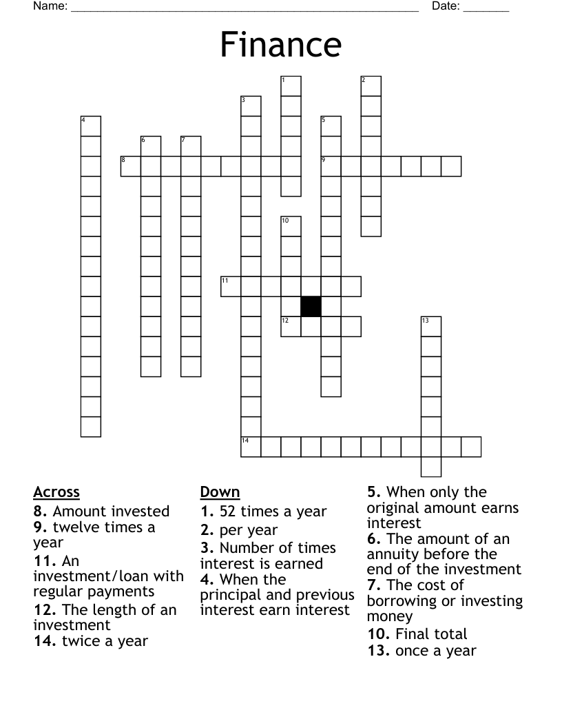 Finance Crossword WordMint