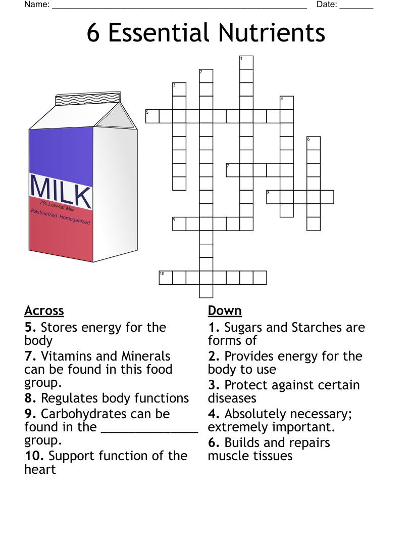 Food And Nutrition Crossword WordMint