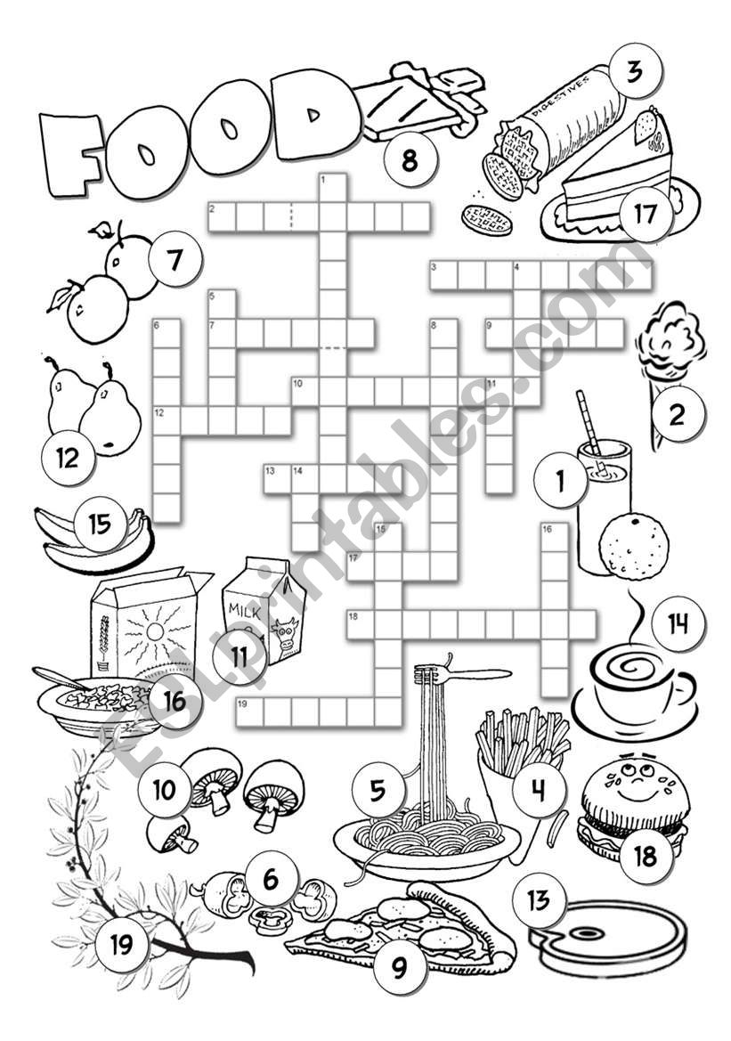 Food Crossword 1 ESL Worksheet By Alenka