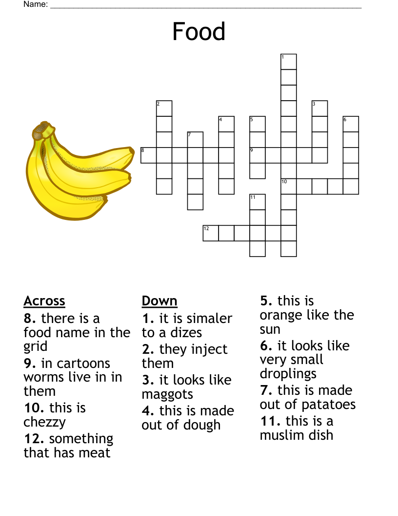 Food Crossword WordMint