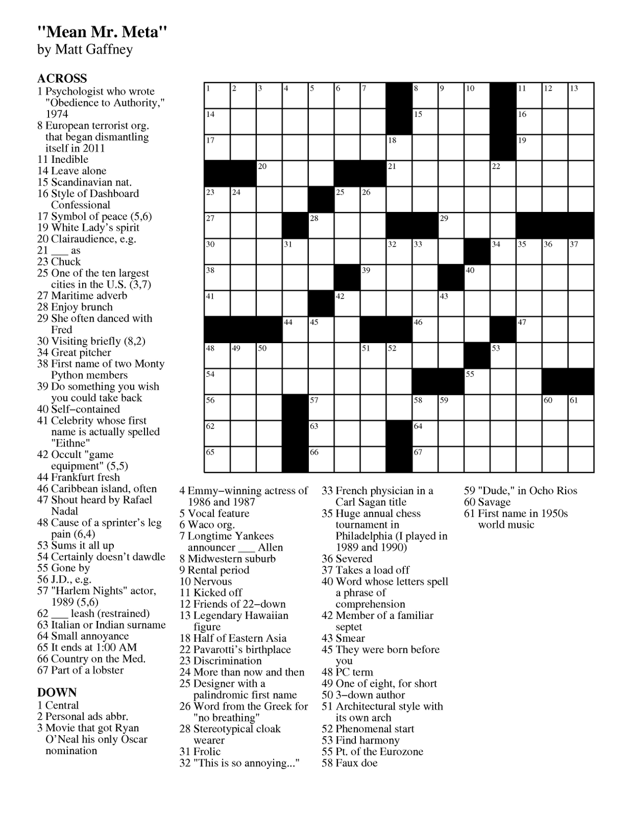 Free Crossword Puzzles Toronto Star Printable James Crossword Puzzles