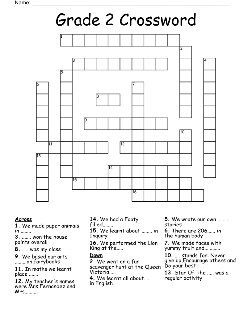 Free Crosswords For Grade 2 Download Free Crosswords For Grade 2 Png Images Free Worksheets On Clipart Library