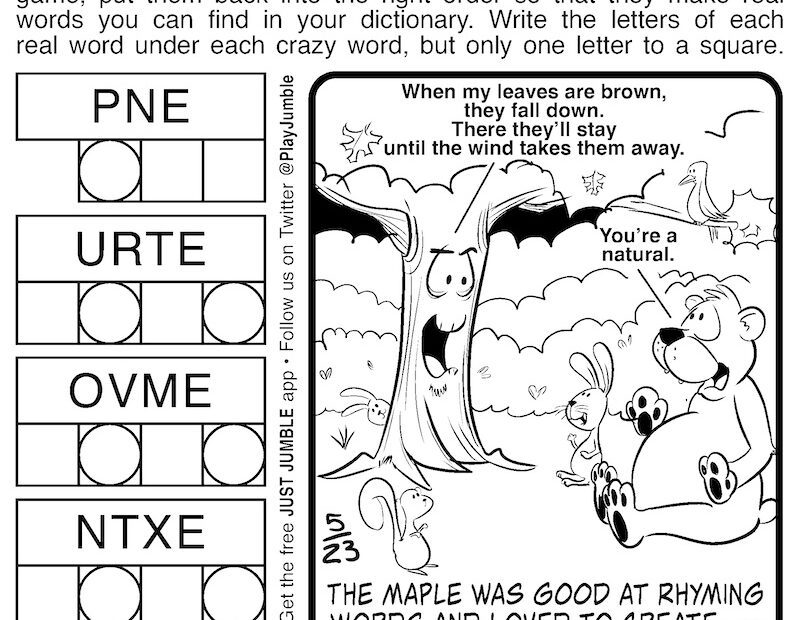 Free Jumble Puzzles For Kids And Adults BOOMER Magazine