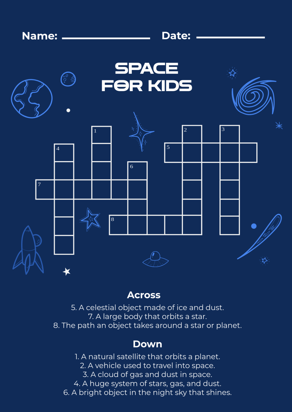 Free Mini Crossword Puzzle With Answer Template To Edit Online