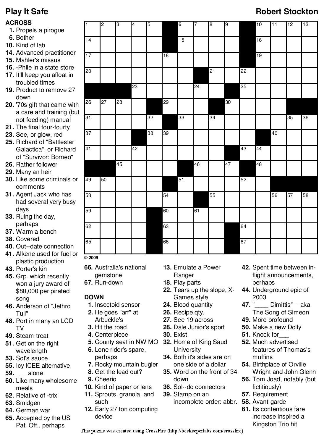 Free Printable Crossword 102 