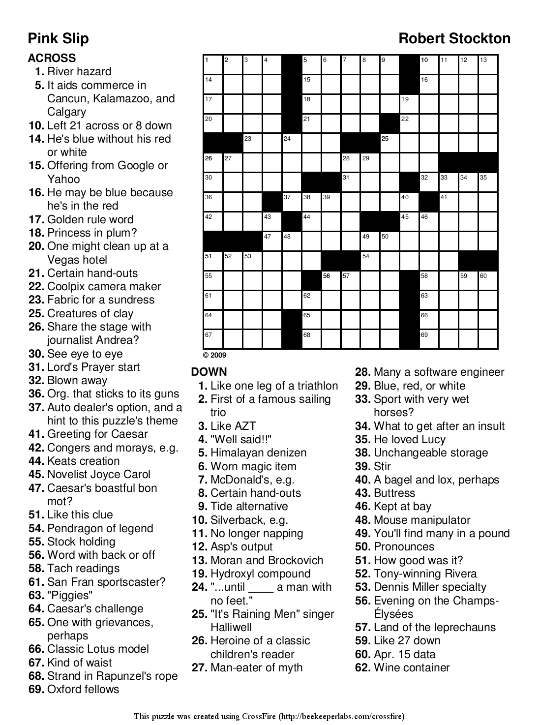 Free Printable Crossword Puzzle 93 