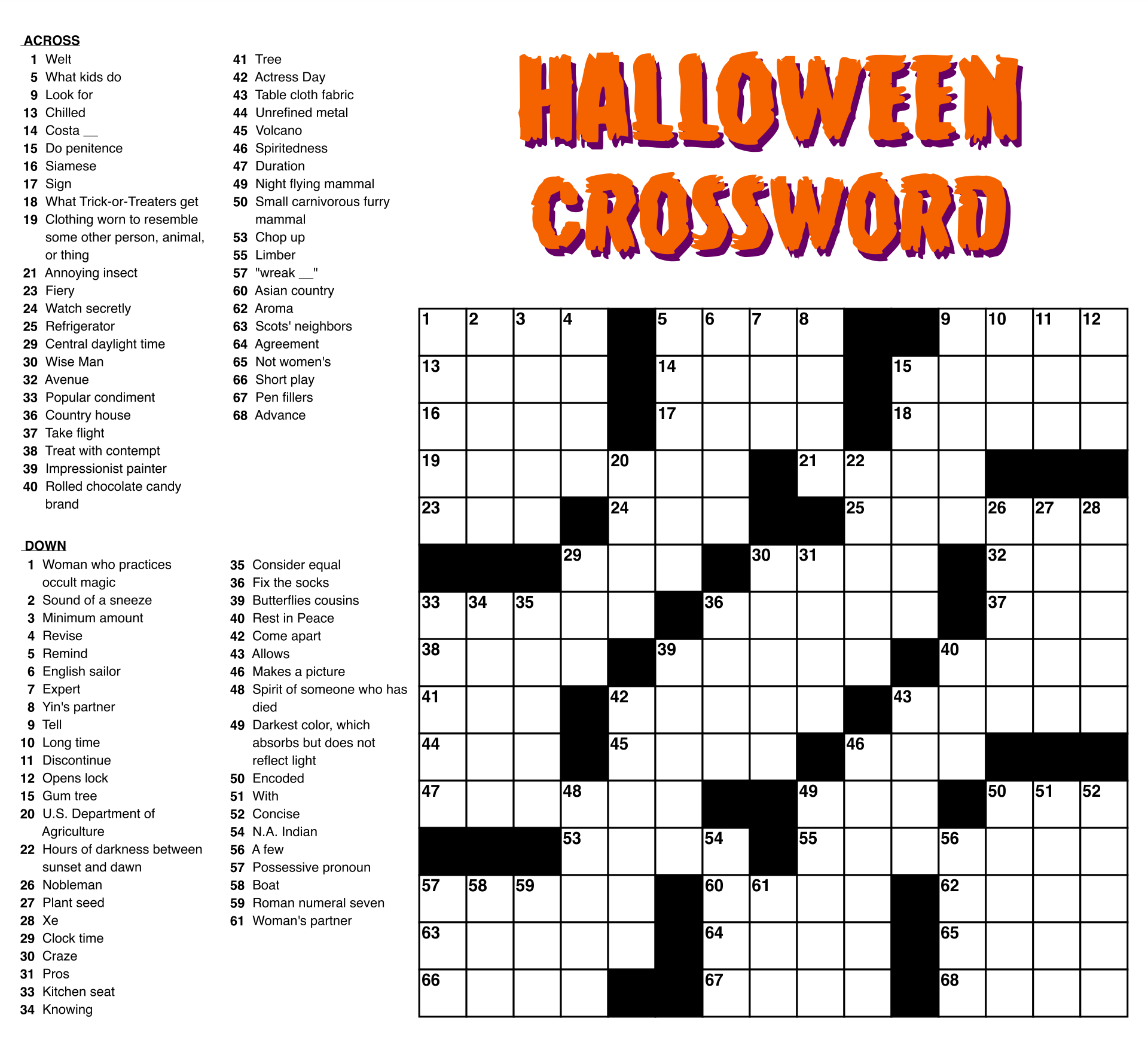 Free Printable Easy Crossword Puzzles Worksheets Library