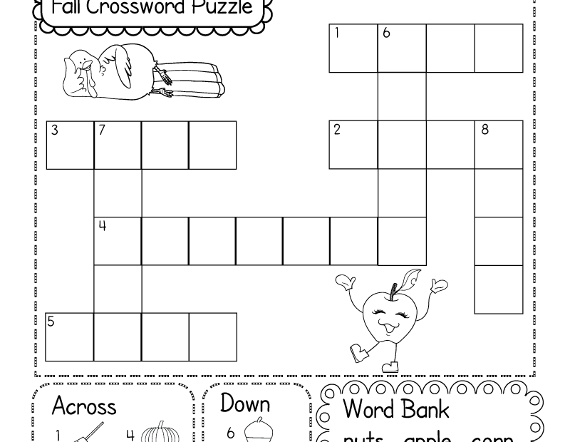 Free Printable Fall Crossword Puzzle Worksheet