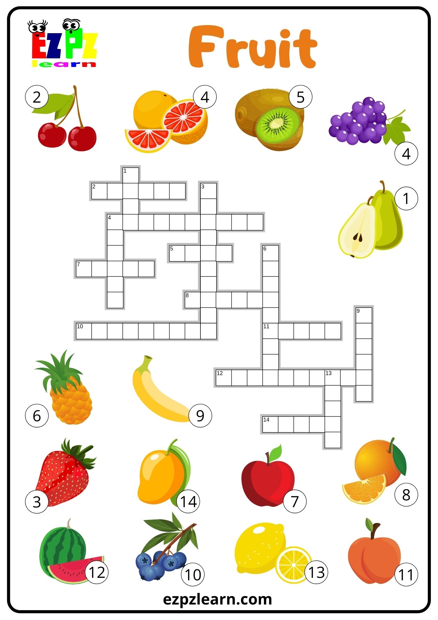 Fruit Crossword Ezpzlearn