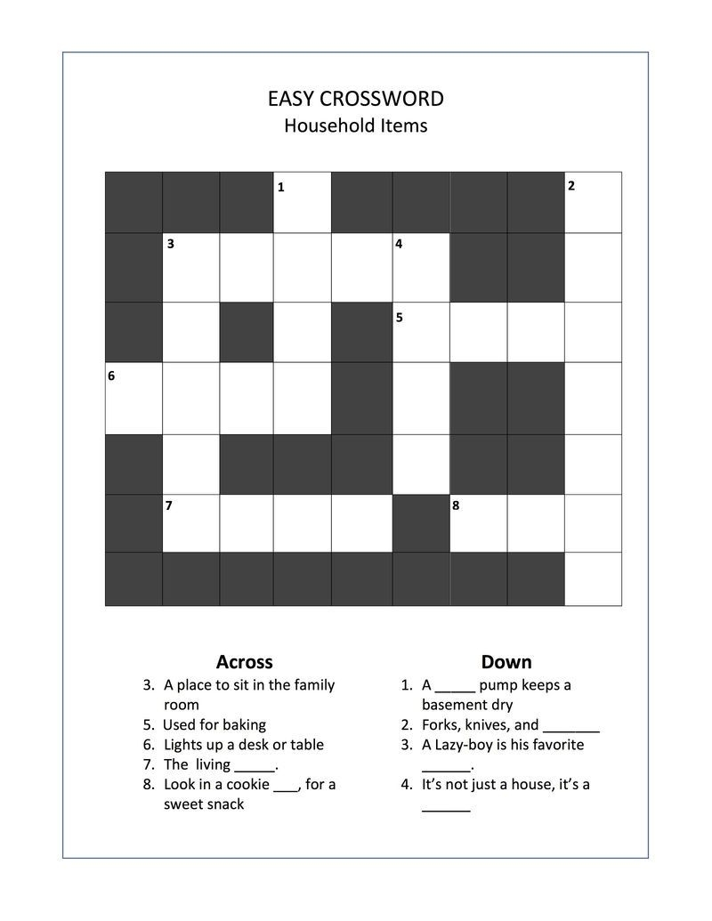Fun Easy Crossword Puzzles For Seniors 101 Activity Worksheets 