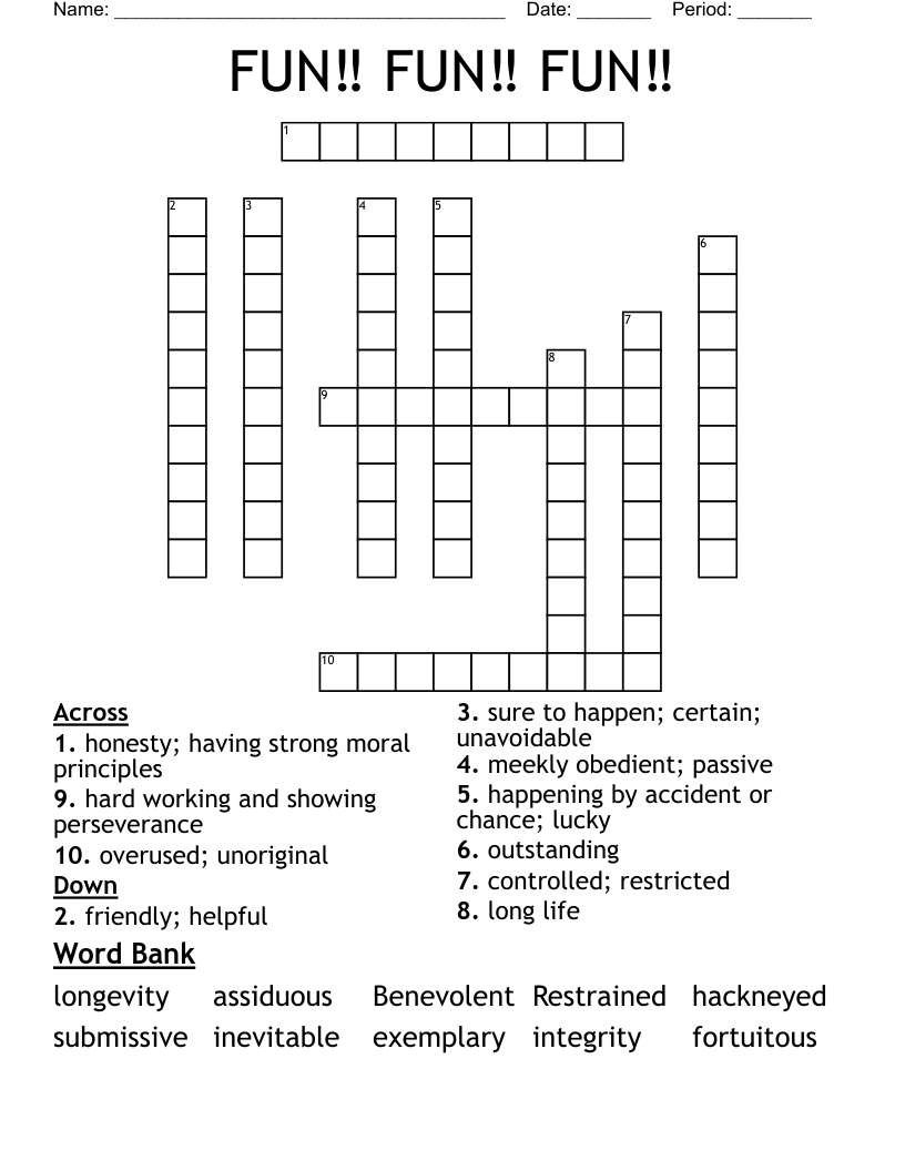FUN FUN FUN Crossword WordMint