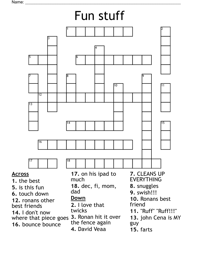 Fun Stuff Crossword WordMint