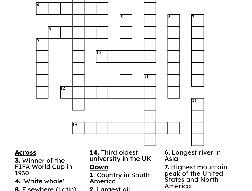 General Knowledge Crossword WordMint