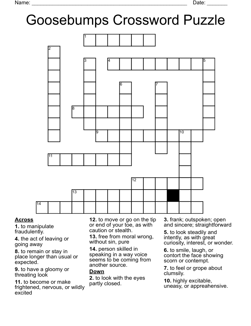 Goosebumps Crossword Puzzle WordMint
