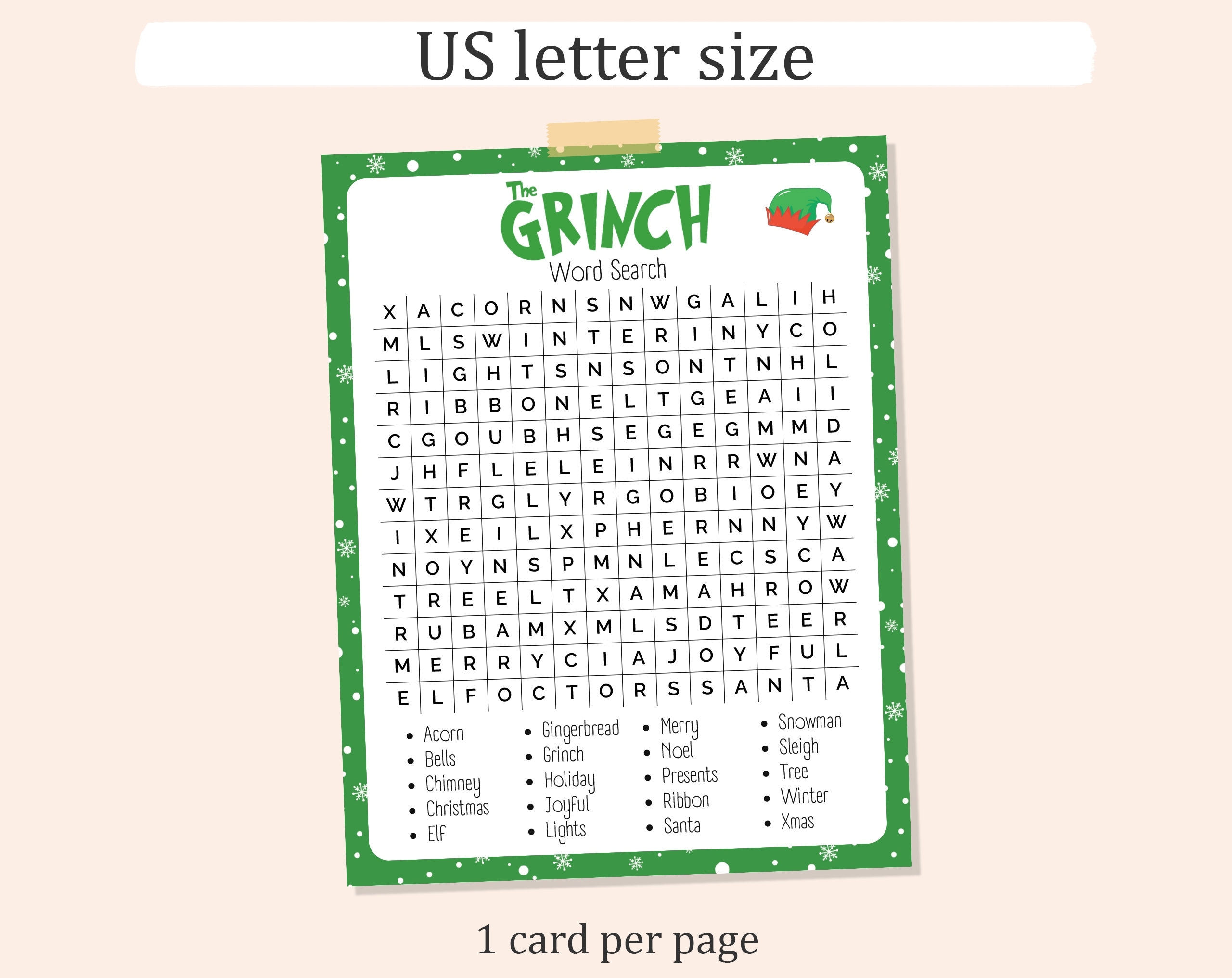 GRINCH WORD SEARCH Printable Christmas Word Search The Grinch Christmas Activity Xmas Word Search Fun Christmas Games Etsy UK