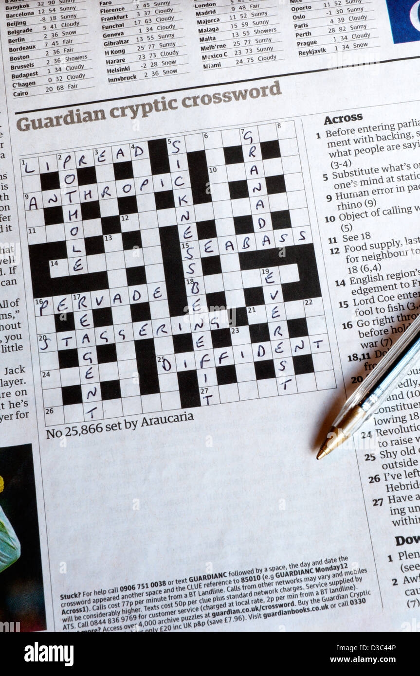 Guardian Cryptic Crossword Hi res Stock Photography And Images Alamy