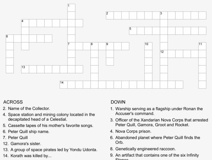 Guardians Of The Galaxy Crossword Game Main Image Marvel Crossword Puzzles Printable Transparent PNG 2550x3300 Free Download On NicePNG