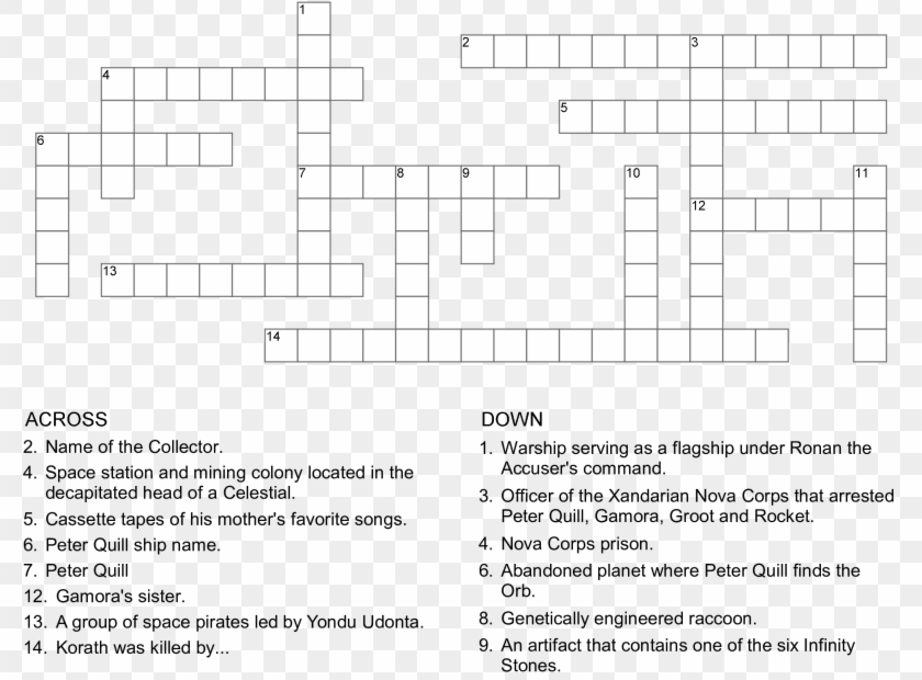 Guardians Of The Galaxy Crossword Game Marvel Crossword Puzzles