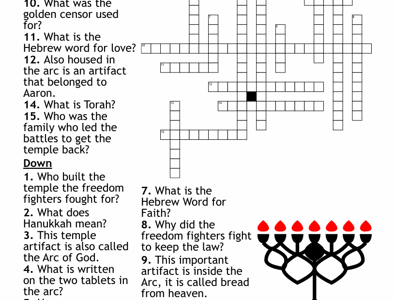Hanukkah Crossword WordMint