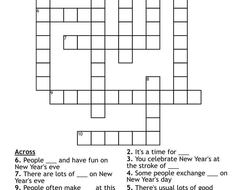 Happy New Year Crossword WordMint