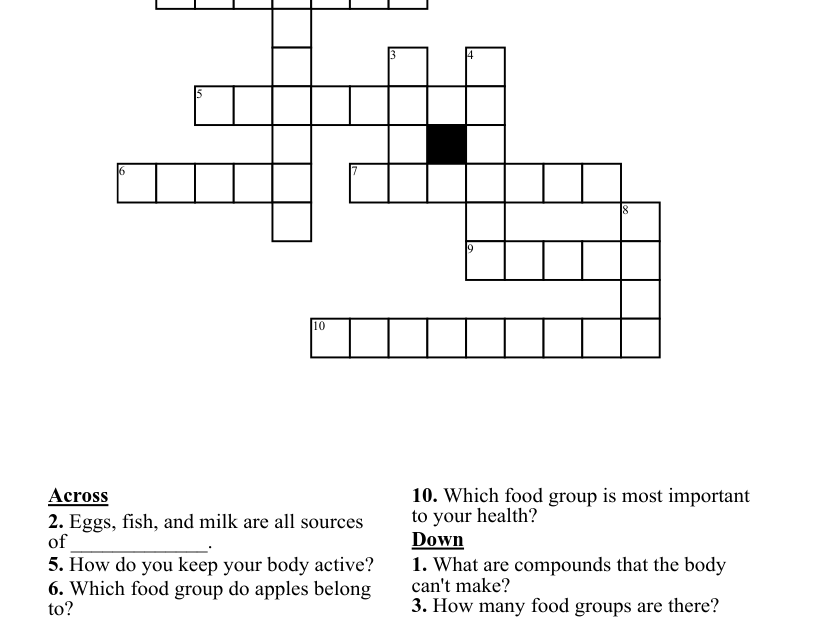 Health And Nutrition Crossword WordMint