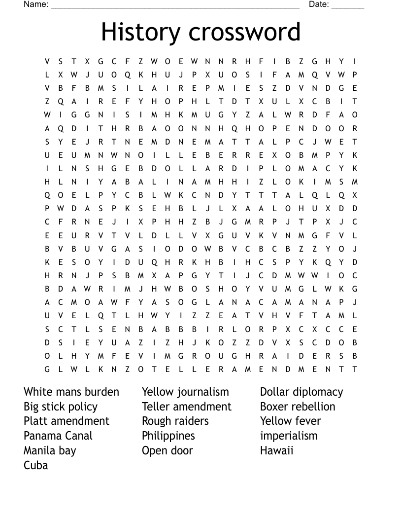 History Crossword Word Search WordMint