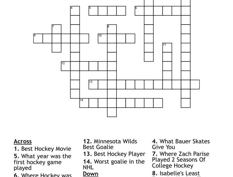 Hockey Crossword WordMint