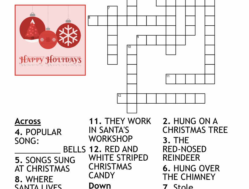 Holiday Crossword Puzzle WordMint