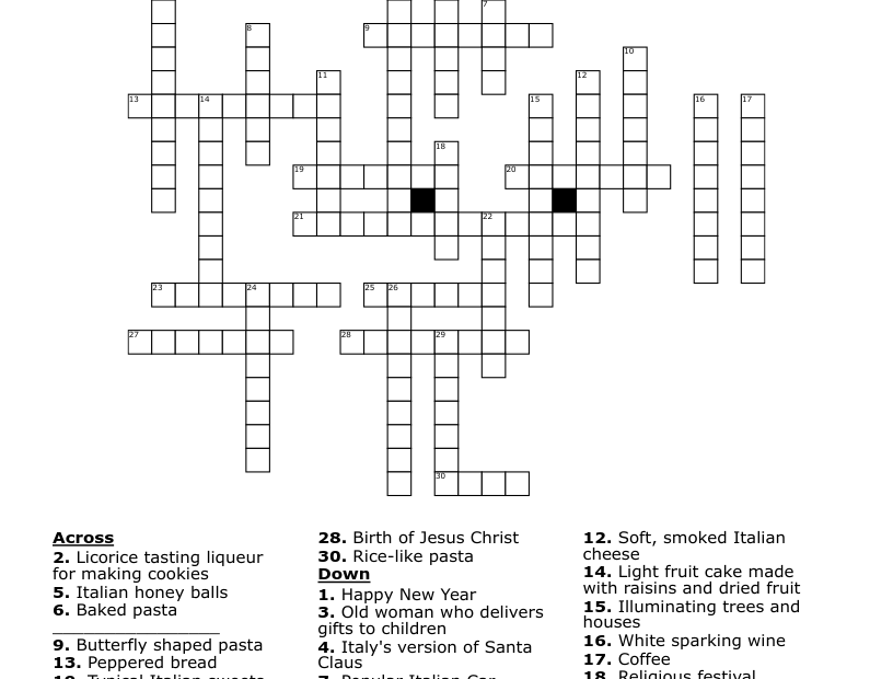 Holiday Puzzle Crossword WordMint
