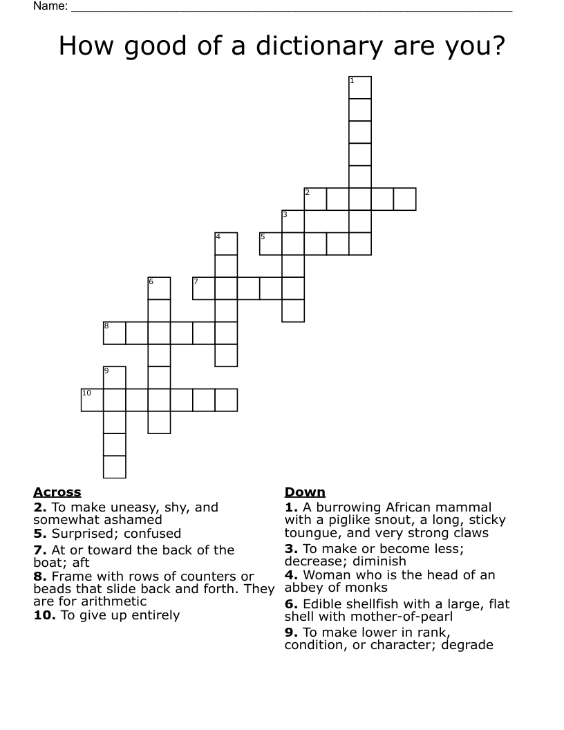 How Good Of A Dictionary Are You Crossword WordMint