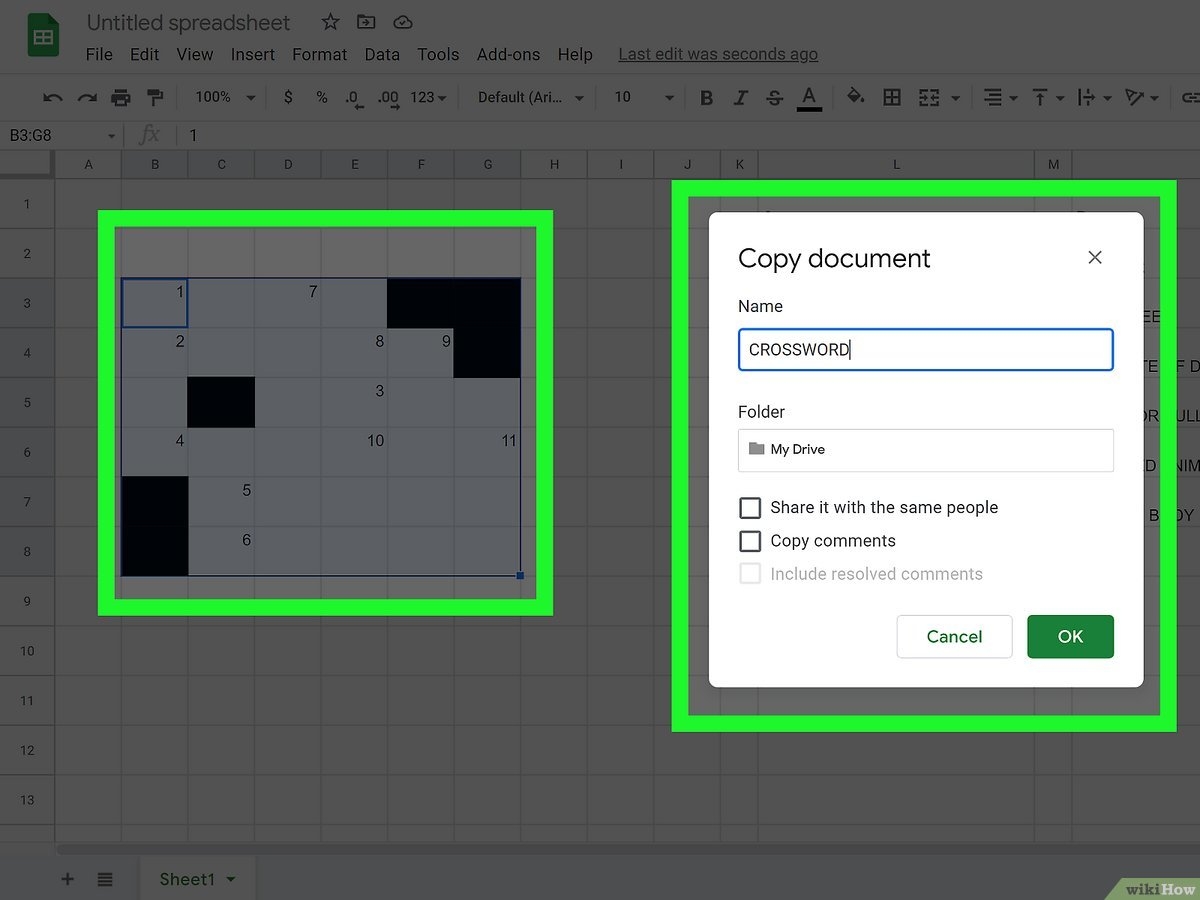 How To Make A Crossword Puzzle On Google Sheets